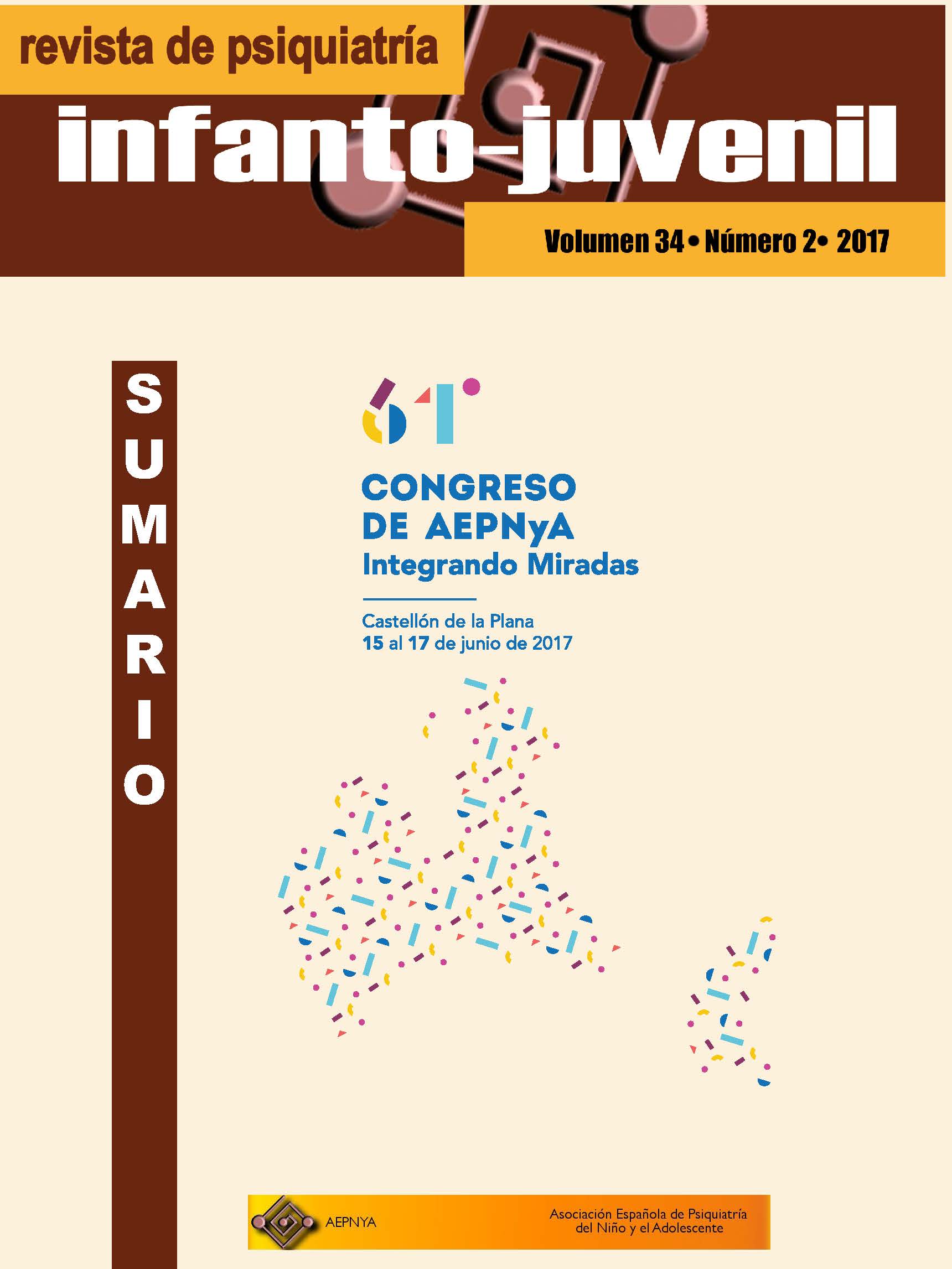 					Ver Vol. 34 Núm. 2 (2017): 61 congreso de la Asociación Española de Psiquiatría del Niño y del Adolescente. Integrando miradas
				